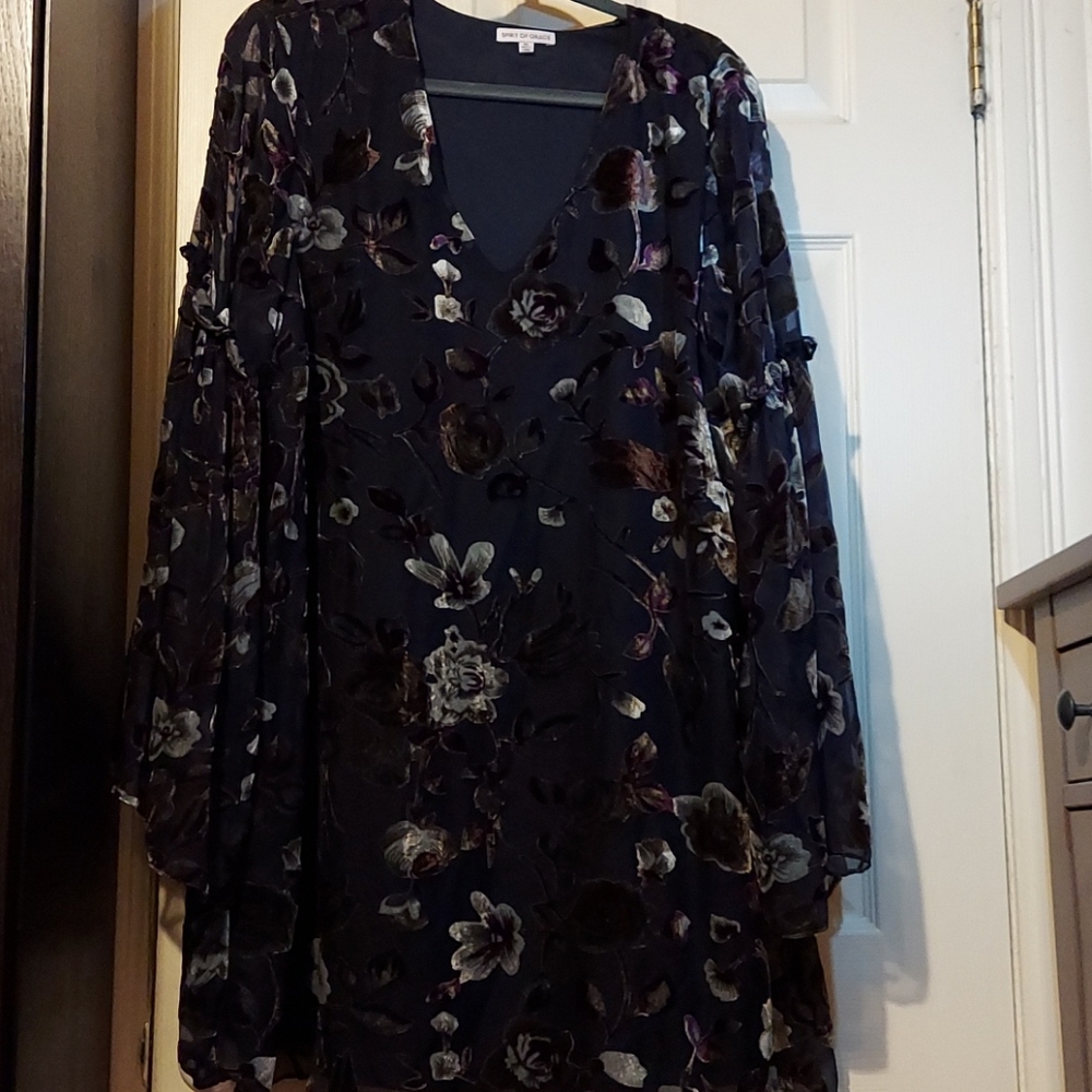 Floral embossed mini dress